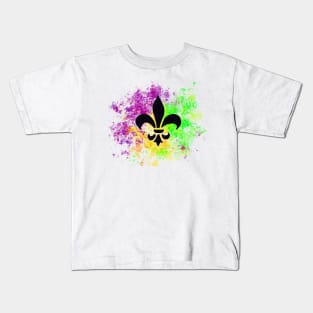 Abstract Mardi Gras fleur de lis Kids T-Shirt